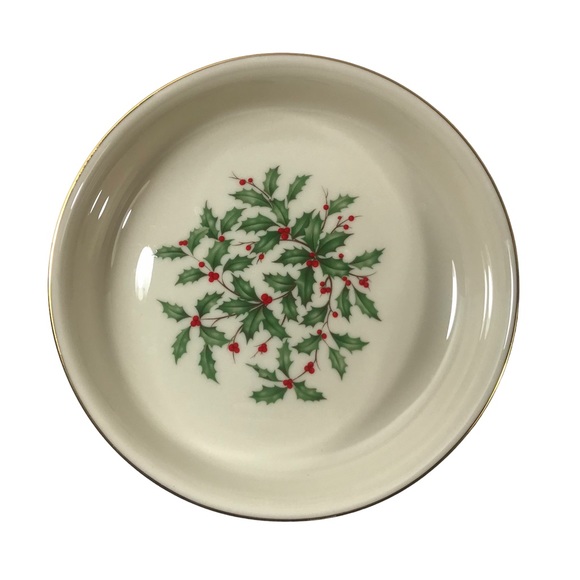 LENOX Special Holly & Berry Small Fruit Dessert Sauce Bowl Ivory with Gold Rim - Picture 1 of 8